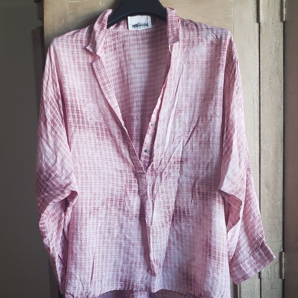 Anthropologie 'Holding Horses' Plaid Half Button Down Blouse